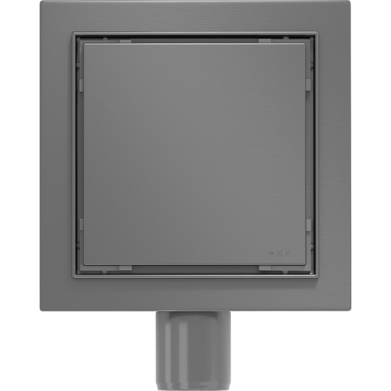 Mexen Flat-Q M13 wpust podłogowy kwadratowy 15 x 15 cm, gun gray szczotkowany - 1E10015