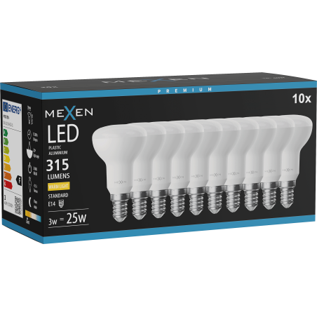 Mexen Nova 10x żarówka LED E14, R50, 3W, Ciepła - 3000K, 315 lm - L103-E14-0330-01x10