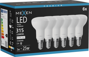 Mexen Nova 6x żarówka LED E14, R50, 3W, Neutralna - 4000K, 315 lm - L103-E14-0340-01x06