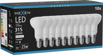 Mexen Nova 10x żarówka LED E14, R50, 3W, Neutralna - 4000K, 315 lm - L103-E14-0340-01x10