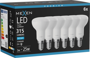 Mexen Nova 6x żarówka LED E14, R50, 3W, Zimna - 6500K, 315 lm - L103-E14-0365-01x06