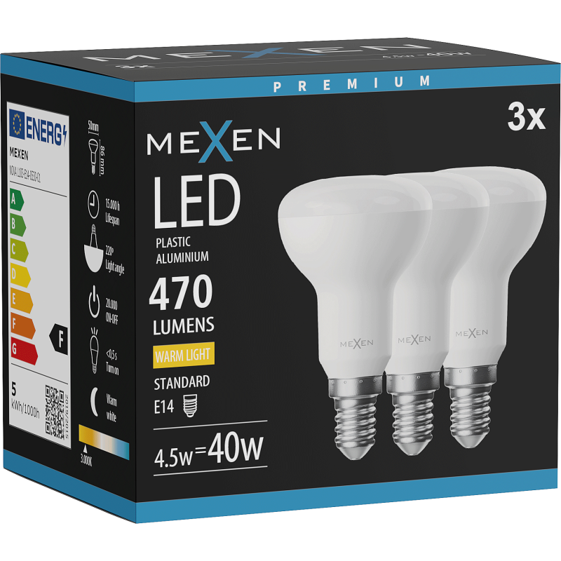 Mexen Nova 3x żarówka LED E14, R50, 4,5W, Ciepła - 3000K, 470 lm - L103-E14-0530-01x03