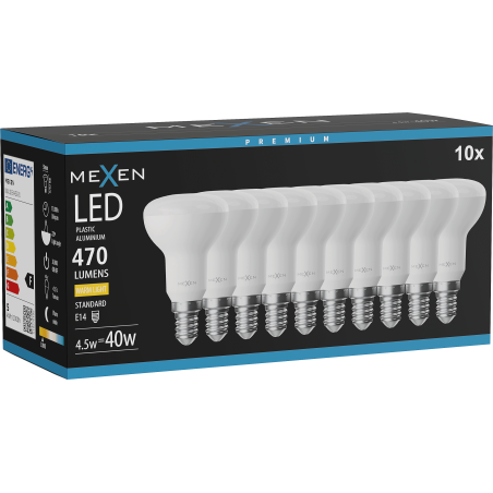 Mexen Nova 10x żarówka LED E14, R50, 4,5W, Ciepła - 3000K, 470 lm - L103-E14-0530-01x10