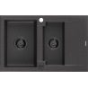 Mexen Gaspar zlewozmywak granitowy 1,5-komorowy z ociekaczem 737 x 475 mm, czarny nakrapiany, syfon czarny - 6507731505-76-B
