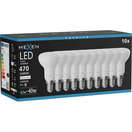 Mexen Nova 10x żarówka LED E14, R50, 4,5W, Neutralna - 4000K, 470 lm - L103-E14-0540-01x10