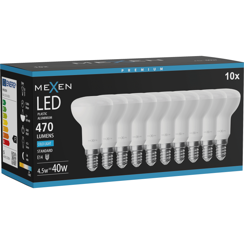 Mexen Nova 10x żarówka LED E14, R50, 4,5W, Zimna - 6500K, 470 lm - L103-E14-0565-01x10