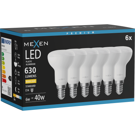 Mexen Nova 6x żarówka LED E14, R50, 6W, Ciepła - 3000K, 630 lm - L103-E14-0630-01x06