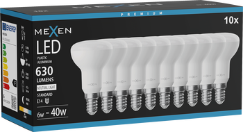 Mexen Nova 10x żarówka LED E14, R50, 6W, Neutralna - 4000K, 630 lm - L103-E14-0640-01x10