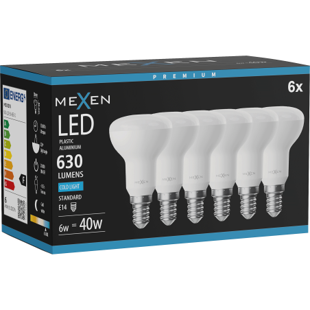 Mexen Nova 6x żarówka LED E14, R50, 6W, Zimna - 6500K, 630 lm - L103-E14-0665-01x06