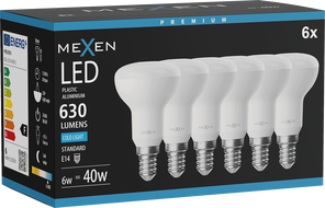 Mexen Nova 6x żarówka LED E14, R50, 6W, Zimna - 6500K, 630 lm - L103-E14-0665-01x06