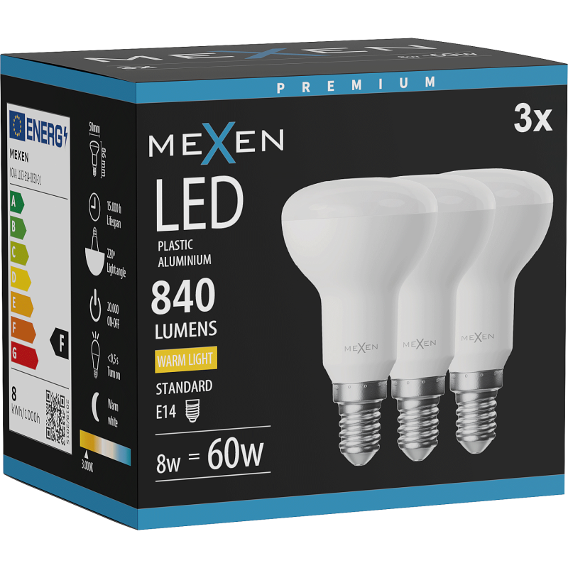 Mexen Nova 3x żarówka LED E14, R50, 8W, Ciepła - 3000K, 840 lm - L103-E14-0830-01x03