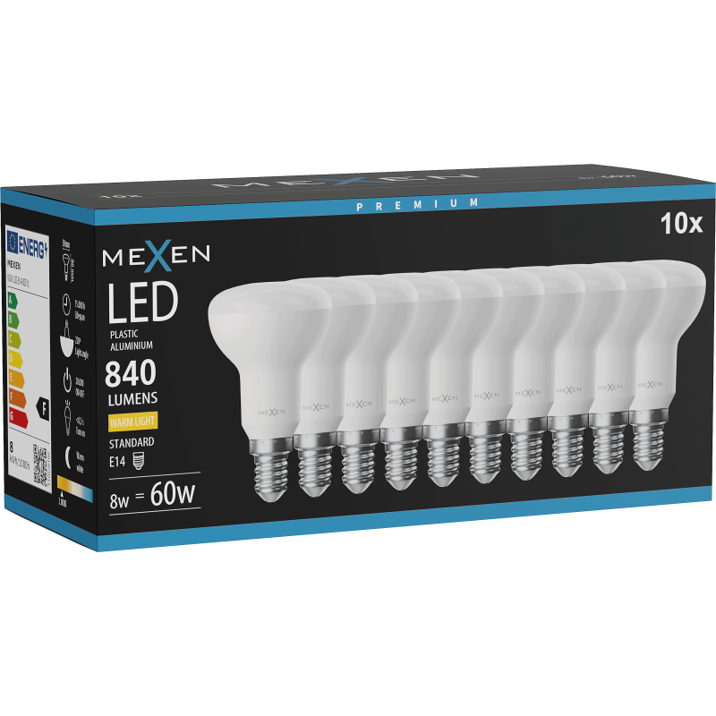 Mexen Nova 10x żarówka LED E14, R50, 8W, Ciepła - 3000K, 840 lm - L103-E14-0830-01x10