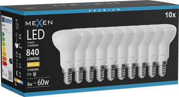Mexen Nova 10x żarówka LED E14, R50, 8W, Ciepła - 3000K, 840 lm - L103-E14-0830-01x10