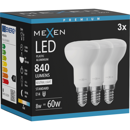 Mexen Nova 3x żarówka LED E14, R50, 8W, Neutralna - 4000K, 840 lm - L103-E14-0840-01x03