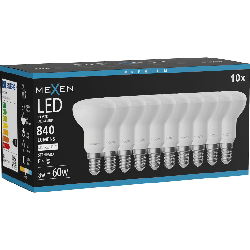 Mexen Nova 10x żarówka LED E14, R50, 8W, Neutralna - 4000K, 840 lm - L103-E14-0840-01x10