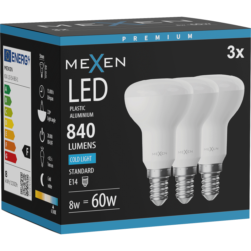 Mexen Nova 3x żarówka LED E14, R50, 8W, Zimna - 6500K, 840 lm - L103-E14-0865-01x03