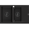 Mexen Gaspar zlewozmywak granitowy 1,5-komorowy z ociekaczem 737 x 475 mm, czarny, syfon czarny - 6507731505-77-B