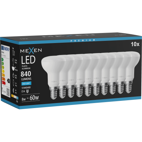 Mexen Nova 10x żarówka LED E14, R50, 8W, Zimna - 6500K, 840 lm - L103-E14-0865-01x10