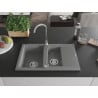 Mexen Gaspar zlewozmywak granitowy 1,5-komorowy z ociekaczem 737 x 475 mm, szary, syfon chrom - 6507731505-71