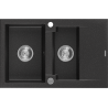 Mexen Gaspar zlewozmywak granitowy 1,5-komorowy z ociekaczem 737 x 475 mm, czarny/srebrny metalik, syfon chrom - 6507731505-73