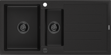 Mexen Andres zlewozmywak granitowy 1,5-komorowy z ociekaczem 1000 x 500 mm czarny, syfon czarny - 6515101510-77-B