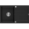 Mexen Bruno zlewozmywak granitowy 1-komorowy z ociekaczem 795 x 495 mm, czarny, syfon chrom - 6513791010-77