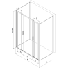 Mexen Exo-S Duo 3S kabina prysznicowa 3-ścienna rozsuwana 150 x 85 cm, transparent, złota - 8152-150-085-50-00-3S