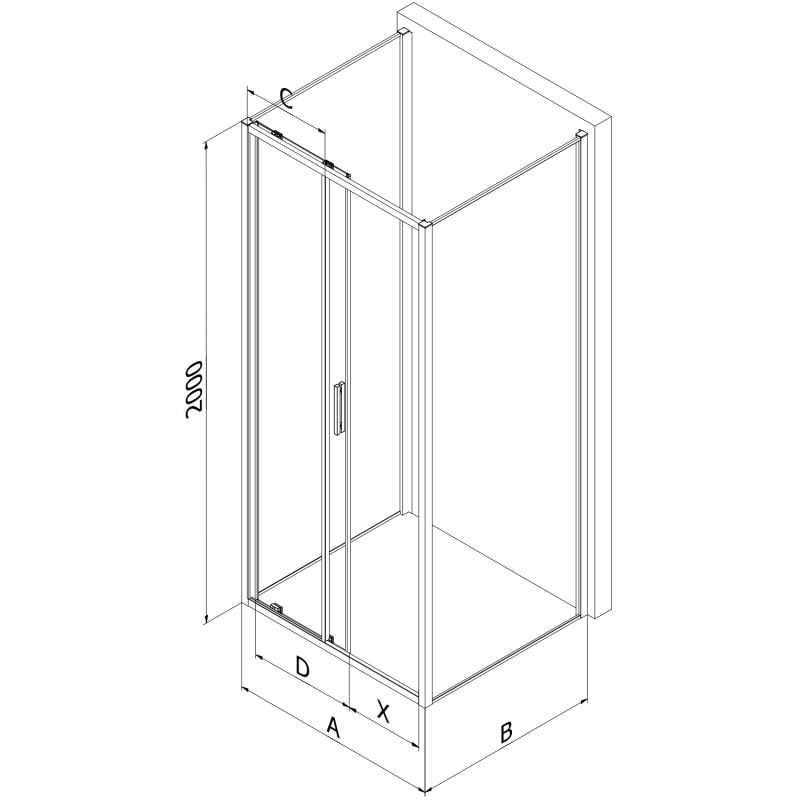 Mexen Exo-3S kabina prysznicowa 3-ścienna rozsuwana 110 x 70 cm, transparent, chrom - 8151-110-070-01-00-3S