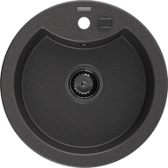 Mexen Diego zlewozmywak granitowy 1-komorowy 488 x 480 mm, czarny nakrapiany, syfon czarny - 6512481000-76-B