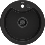 Mexen Diego zlewozmywak granitowy 1-komorowy 488 x 480 mm, czarny, syfon czarny - 6512481000-77-B