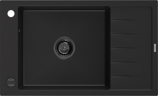 Mexen Elias zlewozmywak granitowy 1-komorowy z ociekaczem 795 x 480 mm, czarny, syfon czarny - 6511791005-77-B