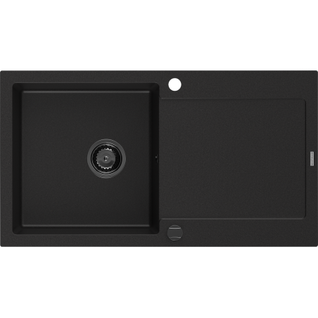 Mexen Leo zlewozmywak granitowy 1-komorowy z ociekaczem 900 x 500 mm, czarny, syfon czarny - 6501901010-77-B