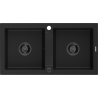 Mexen Mario zlewozmywak granitowy 2-komorowy 820 x 436 mm, czarny, syfon czarny - 6504822000-77-B