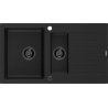Mexen Matias zlewozmywak granitowy 1,5-komorowy z ociekaczem 900 x 505 mm, czarny, syfon czarny - 6502901505-77-B