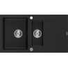 Mexen Matias zlewozmywak granitowy 1,5-komorowy z ociekaczem 900 x 505 mm, czarny, syfon chrom - 6502901505-77