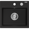 Mexen Milo zlewozmywak granitowy 1-komorowy 435 x 410 mm, czarny, syfon chrom - 6505441000-77