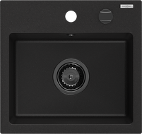 Mexen Milo zlewozmywak granitowy 1-komorowy 435 x 410 mm, czarny, syfon czarny - 6505441000-77-B