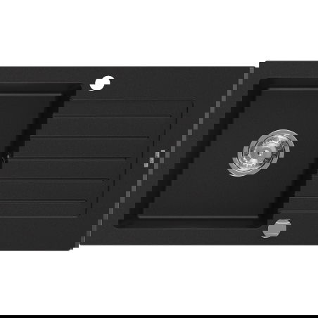 Mexen Pablo zlewozmywak granitowy 1-komorowy z ociekaczem 752 x 436 mm, czarny, syfon chrom - 6510751010-77