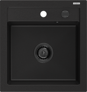 Mexen Vito zlewozmywak granitowy 1-komorowy 520 x 490 mm, czarny, syfon czarny - 6503521000-77-B