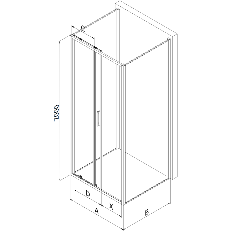 Mexen Exo-3S kabina prysznicowa 3-ścienna rozsuwana 170 x 95 cm, transparent, chrom - 8151-170-095-01-00-3S