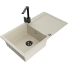 Mexen Leo zlewozmywak granitowy 1-komorowy z ociekaczem i baterią kuchenną Rita, beżowy - 6501-69-670300-70