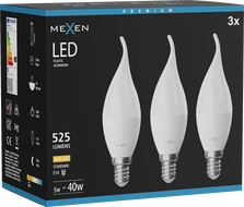 Mexen Nova 3x żarówka LED płomyk E14, C37, 5W, Ciepła - 3000K, 525 lm - L106-E14-0530-01x03