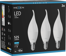 Mexen Nova 3x żarówka LED płomyk E14, C37, 5W, Zimna - 6500K, 525 lm - L106-E14-0565-01x03