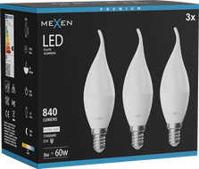 Mexen Nova 3x żarówka LED płomyk E14, C37, 8W, Neutralna - 4000K, 840 lm - L106-E14-0840-01x03