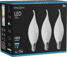Mexen Nova 3x żarówka LED płomyk E14, C37, 10W, Zimna - 6500K, 1055 lm - L106-E14-1065-01x03