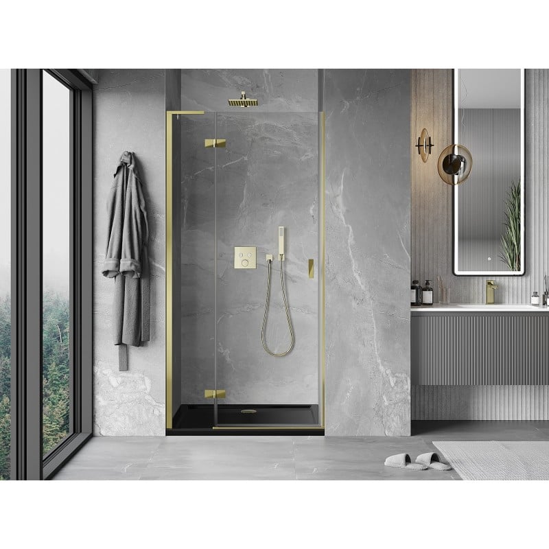 Mexen Mist-H L drzwi prysznicowe uchylne lewe 85 cm, transparent, złote - 8A5L-085-000-50-00-L