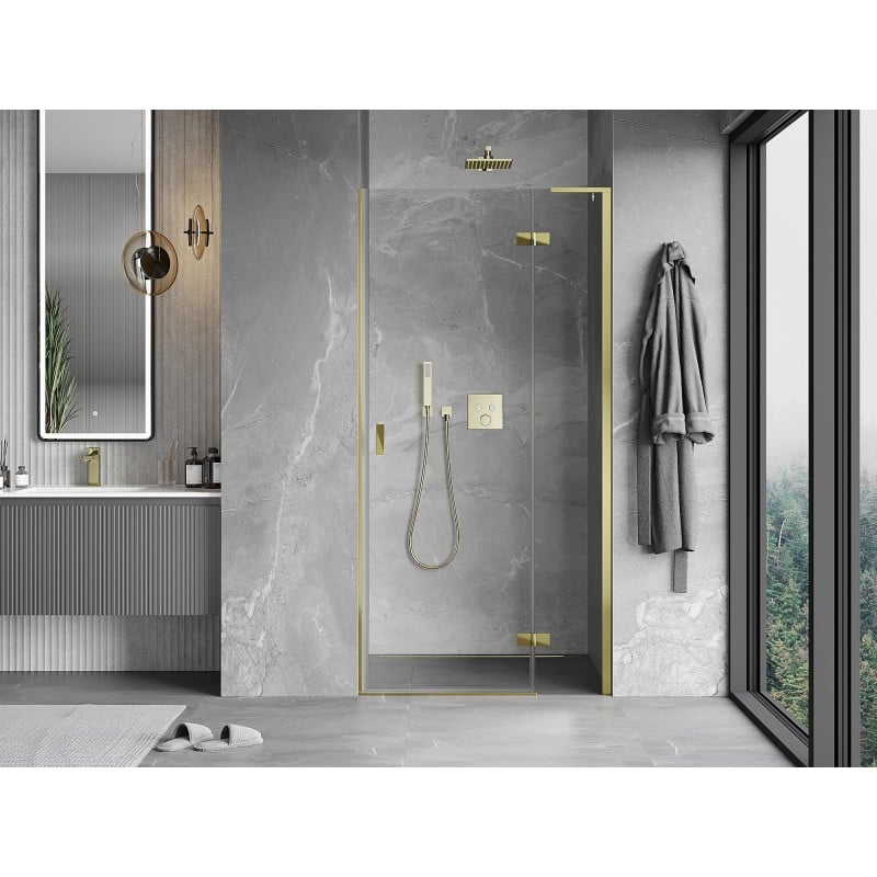 Mexen Mist-H L drzwi prysznicowe uchylne prawe 80 cm, transparent, złote - 8A5L-080-000-50-00-P