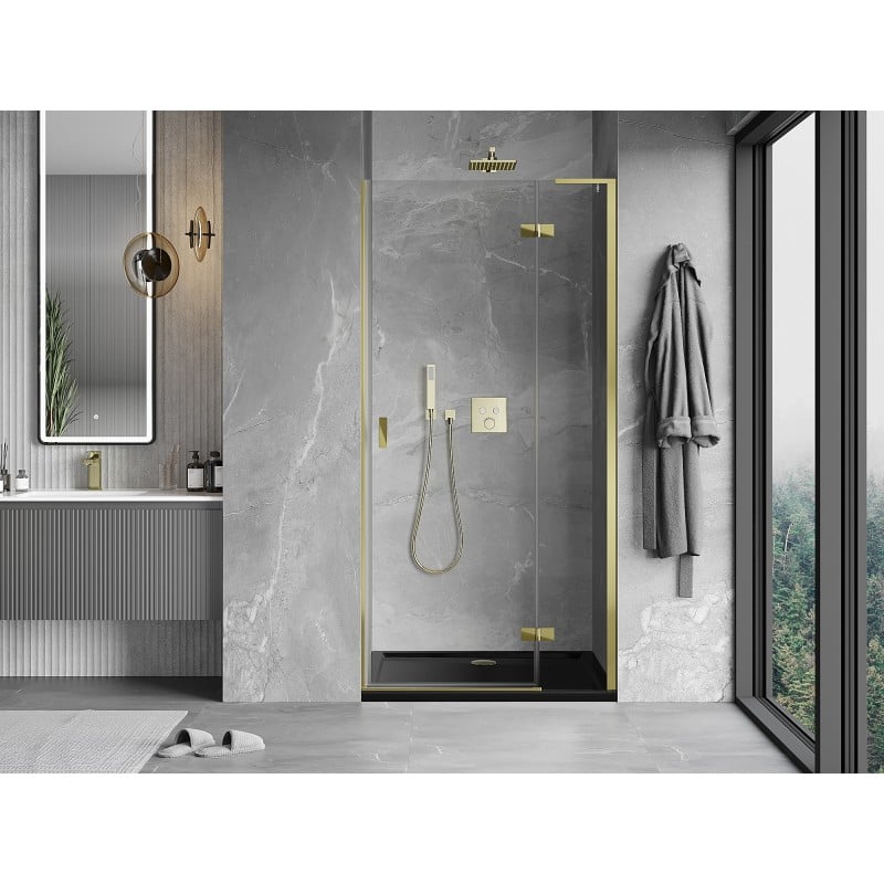 Mexen Mist-H L drzwi prysznicowe uchylne prawe 80 cm, transparent, złote - 8A5L-080-000-50-00-P