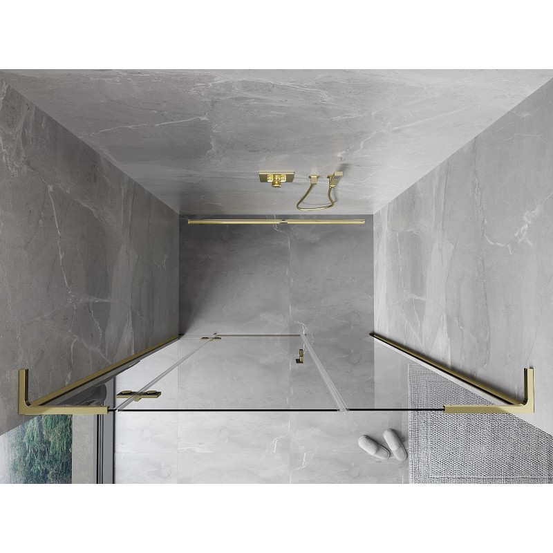 Mexen Mist-H L drzwi prysznicowe uchylne lewe 155 cm, transparent, złote - 8A5L-155-001-50-00-L
