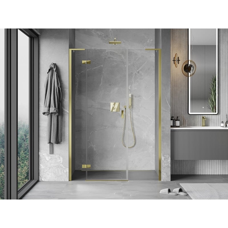 Mexen Mist-H L drzwi prysznicowe uchylne lewe 160 cm, transparent, złote - 8A5L-160-001-50-00-L